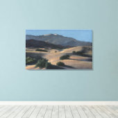 woestijnzandduinen en sneeuwklapte bergen canvas afdruk (Insitu (Houten vloer))