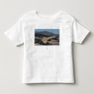woestijnzandduinen en sneeuwklapte bergen kinder shirts
