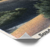 woestijnzandduinen en sneeuwklapte bergen poster (Hoek)