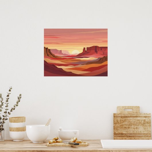 Woestijnzonsondergang Abstracte achtergrond - Warm Poster (Keuken)