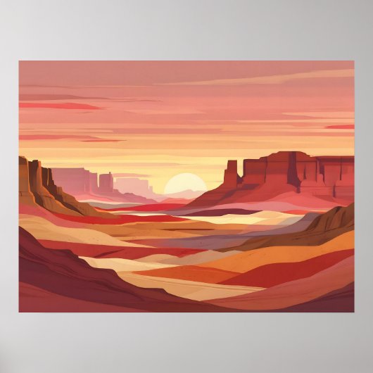 Woestijnzonsondergang Abstracte achtergrond - Warm Poster (Voorkant)