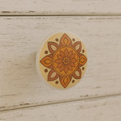 Woestijnzonsondergang Terracotta Moderne Mandala v Keramische Knop