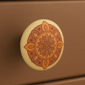 Woestijnzonsondergang Terracotta Moderne Mandala v Keramische Knop