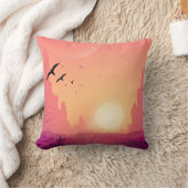 Woestijnzonsondergangscène met vogels - Natuur Lan Kussen (Deken)