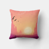 Woestijnzonsondergangscène met vogels - Natuur Lan Kussen (Achterkant)