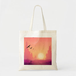 Woestijnzonsondergangscène met vogels - Natuur Lan Tote Bag