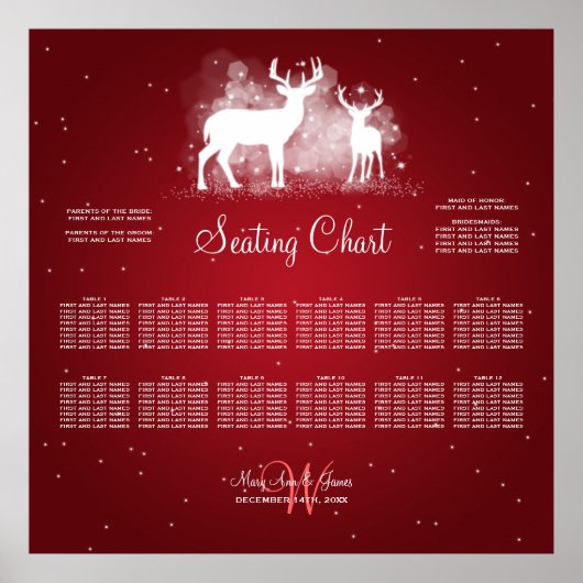 Woewdijskast Winter Deer Sparkle Red Poster (Voorkant)