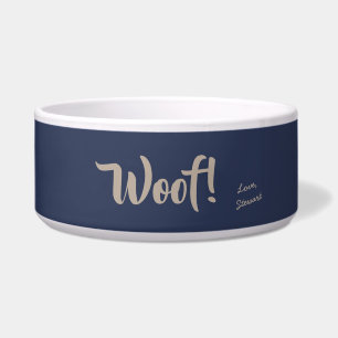 Wof Cute Tan Text Navy Blue Specialized Pet Voerbakje