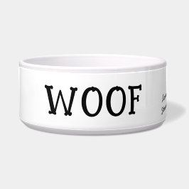 Wof Cute Text Black & White Persoonlijk pakket Voerbakje