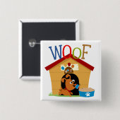 Wof Dog Vierkante Button 5,1 Cm (Voorkant /achterkant)