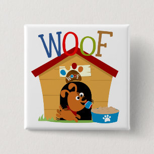 Wof Dog Vierkante Button 5,1 Cm
