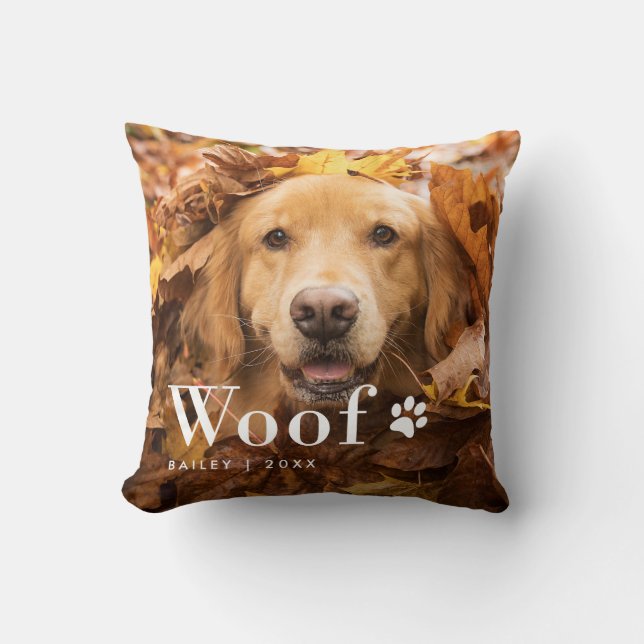 Wof | Foto van uw hond en een pooafdrukken Kussen (Voorkant)