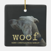 Wof in goudschrijftekst voor honden Foto Keramisch Ornament (Achterkant)