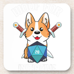 Wof Initiative Funny Corgi Dog D20 Rpg Gamer Gif Bier Onderzetter