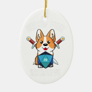 Wof Initiative Funny Corgi Dog D20 Rpg Gamer Gif Keramisch Ornament