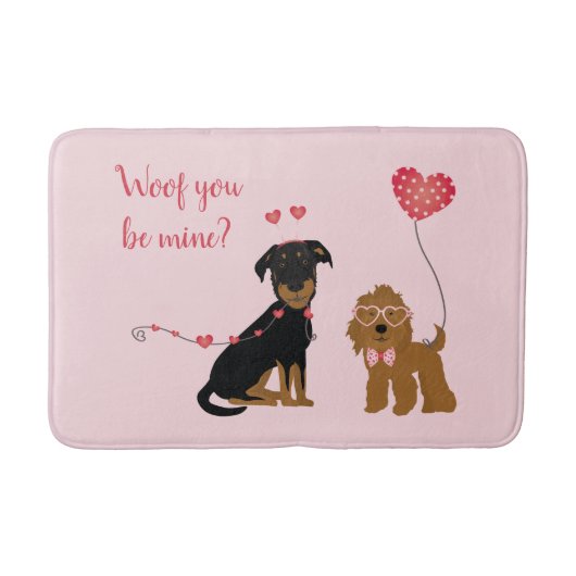 Wof jij bent mijn Valentijn Honden Badmat (Voorkant)