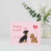 Wof jij bent mijn Valentijn Honden Briefkaart (Staand voorkant)