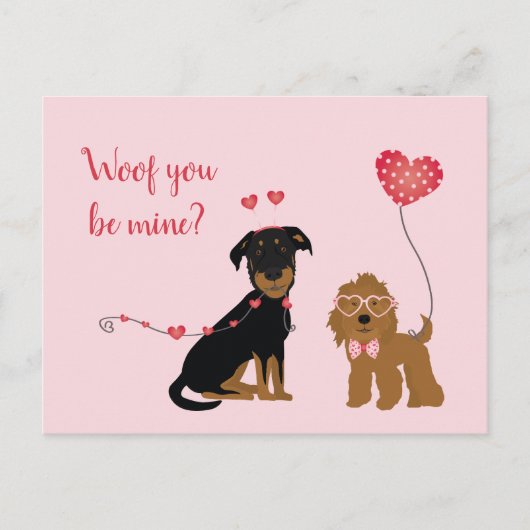 Wof jij bent mijn Valentijn Honden Briefkaart (Voorkant)