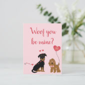 Wof jij bent mijn Valentijn Honden Briefkaart (Staand voorkant)