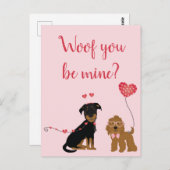 Wof jij bent mijn Valentijn Honden Briefkaart (Voorkant / Achterkant)