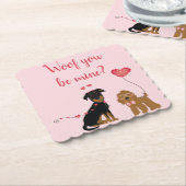 Wof jij bent mijn Valentijn Honden Kartonnen Onderzetters (Gebogen)