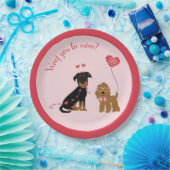 Wof jij bent mijn Valentijn Honden Papieren Bordje (Feest)