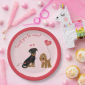 Wof jij bent mijn Valentijn Honden Papieren Bordje (Feest)
