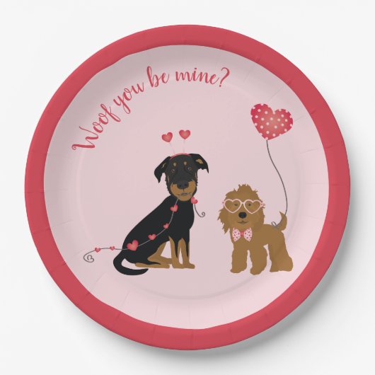 Wof jij bent mijn Valentijn Honden Papieren Bordje (Voorkant)