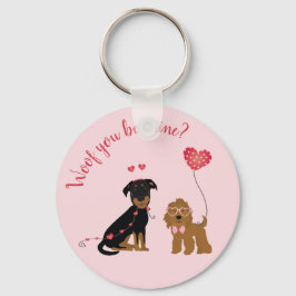 Wof jij bent mijn Valentijn Honden Sleutelhanger