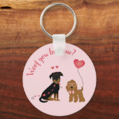 Wof jij bent mijn Valentijn Honden Sleutelhanger (Voorkant)