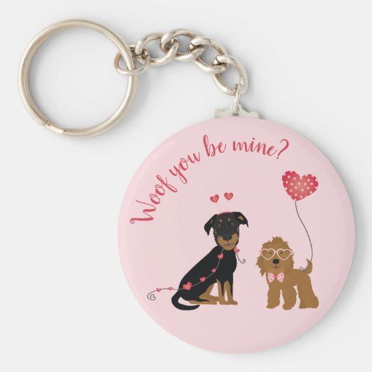 Wof jij bent mijn Valentijn Honden Sleutelhanger (Voorkant)