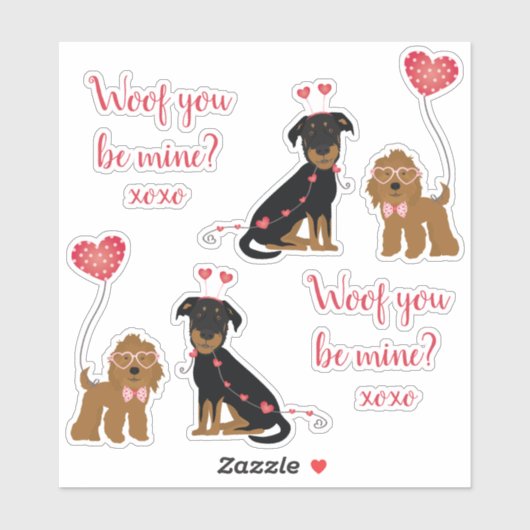 Wof jij bent mijn Valentijn Honden Sticker (Vel)