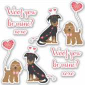 Wof jij bent mijn Valentijn Honden Sticker (Voorkant)