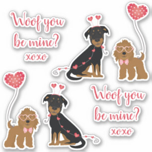 Wof jij bent mijn Valentijn Honden Sticker