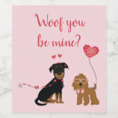 Wof jij bent mijn Valentijn Honden Wijn Etiket (Enkel label)