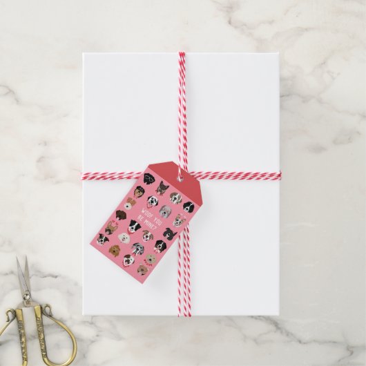 Wof jij een mijne hond-gezichtspatroon bent cadeaulabel (Met Touw)