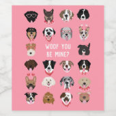 Wof jij een mijne hond-gezichtspatroon bent wijn etiket (Enkel label)