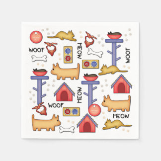 Wof & Meow White Paper Napkins Servet
