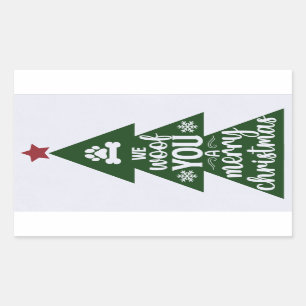 Wof Merry-kerstkaartjes Rechthoekige Sticker