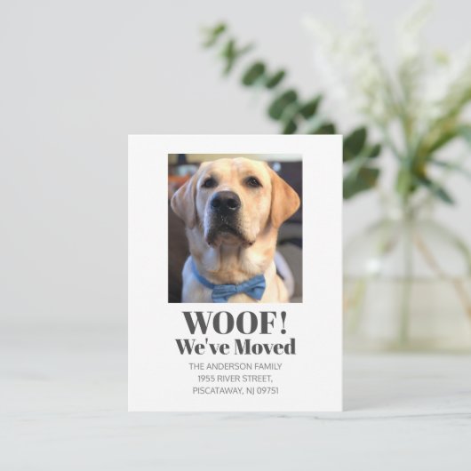 Wof. We hebben Pet Dog Golden Retriever Name verpl Aankondiging (Staand voorkant)