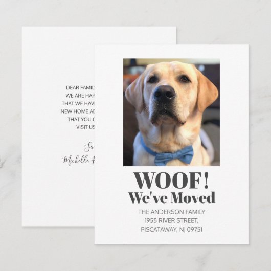 Wof. We hebben Pet Dog Golden Retriever Name verpl Aankondiging (Voorkant / Achterkant)