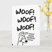 Wof. Wof. Wof. Dat betekent een gelukkige verjaard Kaart (Gele Bloem)