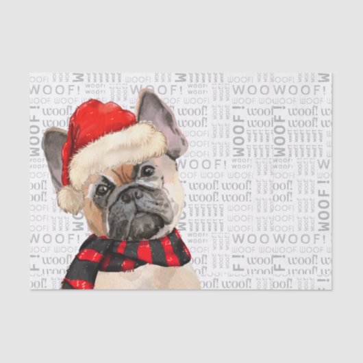 Wof Word Art and French Bulldog Christmas Tissuepapier (Voorkant)