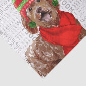 Wof Word Art en Brown Labradoedle Dog Kerstmis Tissuepapier (Detail)
