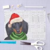 Wof Word Art en Kerstmis Dachshund Dog Tissuepapier (Craft)