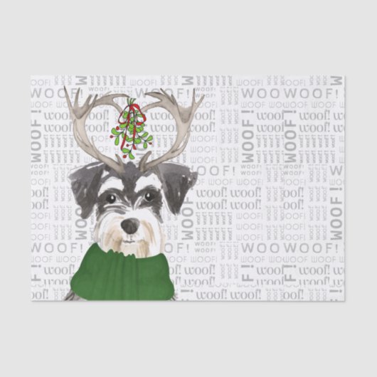Wof Word Art en Kerstmis Schnauzer Tissuepapier (Voorkant)
