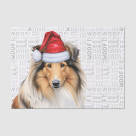 Wof Words and Kerstmis Collie Hondenliefhebber Hol Tissuepapier