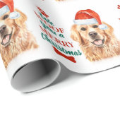 Wof You Merry Kerstcute Dog Golden Retriever Cadeaupapier (Rol Hoek)