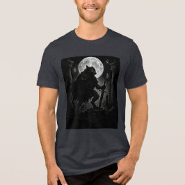 Woft Warrior tijdens de nacht van de volle maan Tri-Blend Shirt