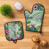 Wogende Dschungel-Harmonie Ovenwant & Pannenlap Set (Top down)